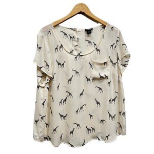 Torrid Giraffe Print Challis Top Blouse Size 1 xl